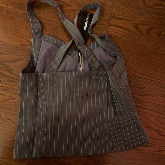 NWT Grey Pin Stripe Zip Up Top Sz XS - Picture 5 of 5